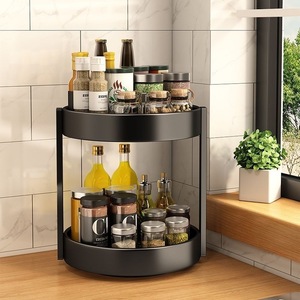 <b>Rotating</b> kitchen <b>spice</b> <b>rack</b>, multi-functional countertop storage <b>rack</b> for condiments, oil, salt, soy sauce, vinegar, and jars. - Product Image 1