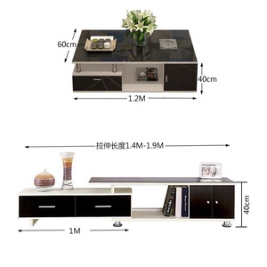 Bộ bàn trà và kệ tivi hiện đại, thiết kế đơn giản, màu đen, kích thước nhỏ. - Product Image 6