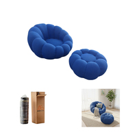 Canapé-lit minimaliste moderne en forme de citrouille avec ottoman, ensemble de salon