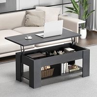 Table basse moderne en panneaux de bois avec hauteur réglable et compartiment de rangement ouvert indépendant pour salon