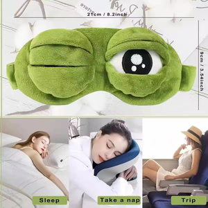 Mascherina per Dormire a Forma di Rana Verde, Design Peluche per Donne e Bambini, Maschera Oculare per Viaggi e Yoga - Product Image 5