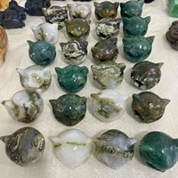 Venta al por mayor de Ágata Musgosa Natural, Jaspe Oceánico, Gato Tallado a Mano, Gato de Cristal, Piedra Curativa, Decoración del Hogar, Regalo de Cristal