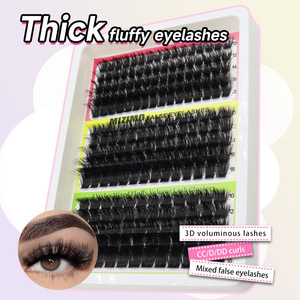 Tùy chỉnh mềm DIY Bán tay thực hiện Báo Chí trên lông mi cụm Kit bán buôn tốt PBT Fluffy dày đặc phân khúc lông mi cụm <span class=keywords><strong>15</strong></span> Hàng - Product Image 3
