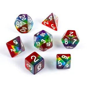 Vente en gros de dés polyédriques en résine transparente arc-en-ciel de 16 mm personnalisés pour D&D <span class=keywords><strong>RPG</strong></span> - Product Image 1