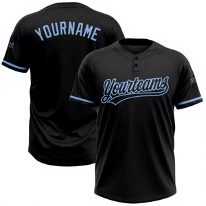 Vente directe d'usine, maillot de baseball personnalisé à deux boutons, manches courtes, 100% polyester, respirant, séchage rapide, unisexe, nouveau style - Product Image 1