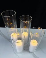 Vase cylindrique en verre transparent pour centre de table de mariage, porte-bougie pour la décoration d'événements et de fêtes