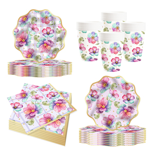 DAMAI Flower <b>Plates</b> and Napkins Floral Disposable <b>Plates</b> Napkins Baby <b>Shower</b> Decorations for Spring Wedding Birthday Tea Party - Product Image 5