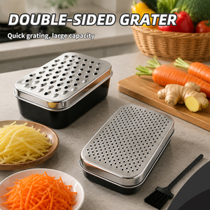 Râpe à légumes manuelle double face en acier inoxydable et PP, outil de cuisine multifonctionnel <span class=keywords><strong>pour</strong></span> pommes de terre et <span class=keywords><strong>carottes</strong></span> - Product Image 1