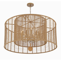 Lustre moderne en jute naturel tressé à la main, lampe suspendue à deux niveaux pour table à manger, salon, hall d'hôtel