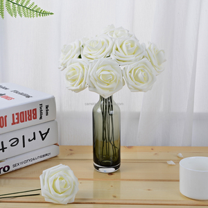 25 cái/Hộp Ngà Blush Hoa Oải Hương Nhân Tạo Hoa Hồng W/Stem Bất Cảm Ứng Bọt Trung Tâm Đám Cưới Giáng Sinh Hoa Trang Trí Hoa - Product Image 3