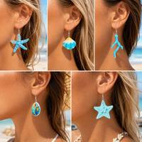 Pendientes de moda al por mayor ChuYao, con diseño de estrella de mar y concha, de resina acrílica, estilo bohemio, para mujer, joyería personalizada
