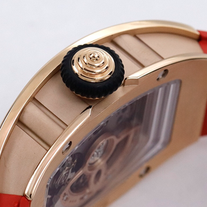 Montre de luxe en or rose et diamants, design lèvres rouges pour <span class=keywords><strong>femme</strong></span>, bracelet en caoutchouc rouge, montre mécanique tendance pour <span class=keywords><strong>femme</strong></span> - Product Image 5