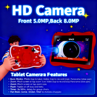 Nueva Tablet Infantil HD de 8 Pulgadas, Android 14, Pantalla Táctil Capacitiva, Procesador G+FF de Cuatro Núcleos, 2GB+16GB, 4 Colores, Wi-Fi, Funda de Silicona, Educativa