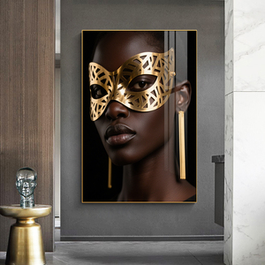 Peinture en porcelaine cristalline personnalisée, moderne, portrait de femme africaine, mode, fille noire imprimée, pour la décoration murale du salon, de l'hôtel - Product Image 5