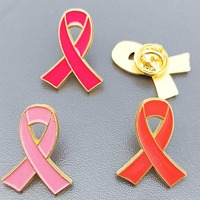 Épingles de revers de ruban cadeau prêtes à être expédiées rubans roses rouges pour faire prendre conscience de la prévention du virus/aide à la non-profit Pin Badge emblème