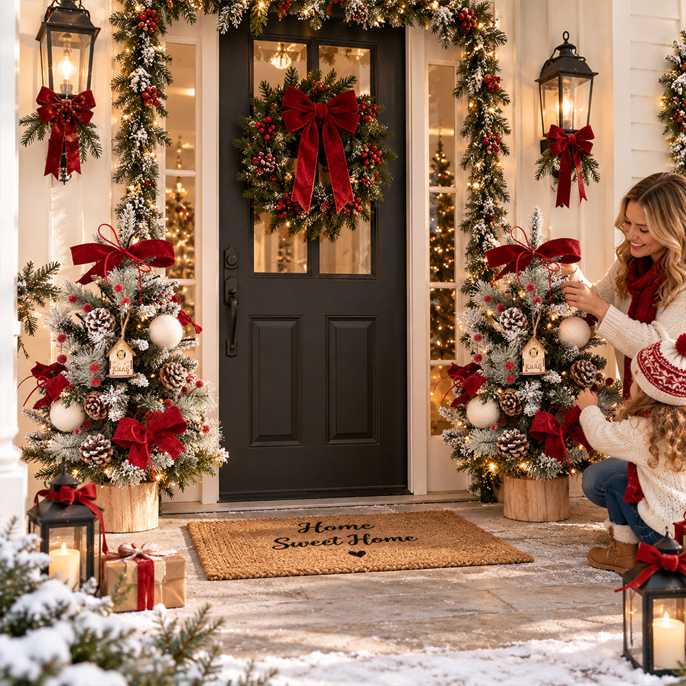 Artificial Christmas Tree Noble Fir with LED Lights & Base,Mini Snow Flocked Christmas Tree,Mantelpiece Tabletop Christmas Decor · image 5