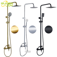 Colonne de douche populaire en Afrique en acier inoxydable 304 avec pommeau de douche pluie rond et carré en ABS chromé, prix usine