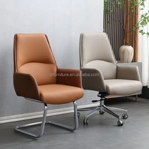 Chaises de bureau en cuir à dossier moyen, chaises de bureau ergonomiques modernes en PU, ensemble bureau et chaise - Product Image 6