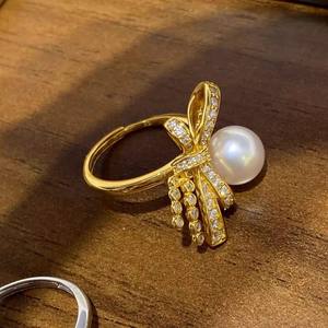 10704 DIY Silver Jewelry Stand with S925 Silver Ring 4-6mm Round Beads & Double <b>Pearls</b> Accessory Stand with <b>Loose</b> <b>Pearls</b> - Product Image 1