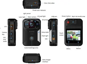 Cámara de transmisión en tiempo real para uso en la aplicación de la ley, Mini grabadora portátil de 2,0 pulgadas, impermeable IP68, superventas