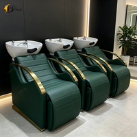 Fauteuil de lavage de luxe à base dorée, réglable manuellement, avec logo couleur personnalisable, pour salon de coiffure