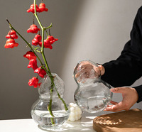 Vase en verre rétro en forme de gourde, style vintage, récipient décoratif pour fleurs, pour la maison, le salon, l'hôtel, centre de table