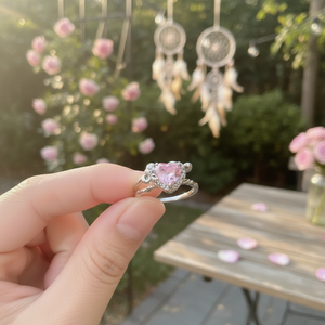 Vendita all'ingrosso di tendenza romantici anelli di moda per ragazze di lusso Boho Punk con cuore luna farfalla rosa placcato oro lega vendita calda - Product Image 3