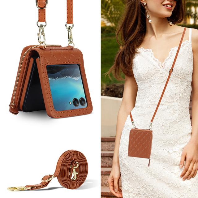 RFID Blocking Luxury Leather Credit Card Holder Wallet Phone Case Pouch for Motorola 50 60 Ultra Crossbody Back Cover
