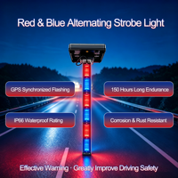 Marqueur de contour de route à LED solaire à clignotement synchrone GPS, résistant à la corrosion, lumière d'avertissement de sécurité routière