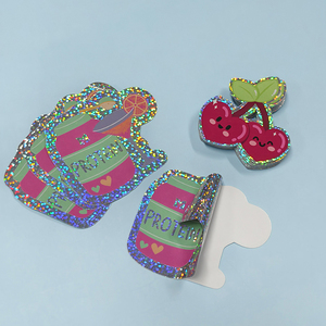 Tùy chỉnh chết cắt Holographic không thấm nước cầu vồng lăng kính Sticker phim hoạt hình decal Sticker phim hoạt hình PVC nhãn gói Hải Quan dán - Product Image 5