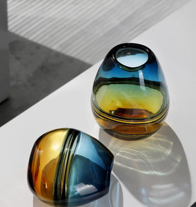 <span class=keywords><strong>Vase</strong></span> en verre moderne à rayures en spirale, Art créatif avec des cols fins et des motifs peints, décoration de la maison - Product Image 3