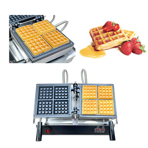 Stainless Steel Commercial <b>Waffle</b> Iron Digital Double Side Heating Rotating <b>Waffle</b> <b>Maker</b> Machine for Cafe - Product Image 1