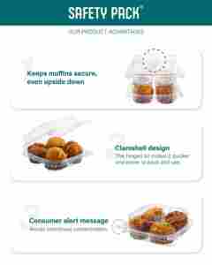 Inimitable Desechable BPA Libre PET Cajas de plástico Reciclable Tapa de cúpula alta 20 Oz/600cc Cupcakes Contenedor Envasado de alimentos - Product Image 3