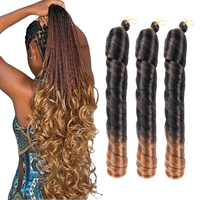 Extensions de cheveux bouclés français de haute qualité en gros - 150g - Boucles en spirale - Tresse française - Petite queue de cheval