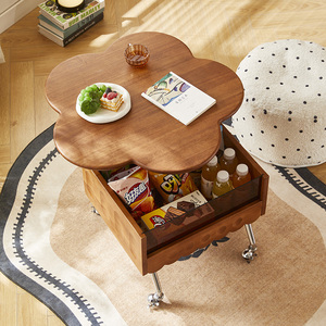 Wood Coffee <b>Table</b> With Storage Drawer And Wheels For Living Room <b>Sofa</b> Bed Use - Product Image 3