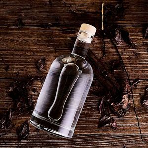 Nuevo diseño botella de <span class=keywords><strong>licor</strong></span> escarcha transparente vacío personalizado vino <span class=keywords><strong>arroz</strong></span> vino hombro redondo mulit-tamaño tapa de corcho botella de vidrio - Product Image 4