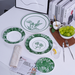<span class=keywords><strong>Service</strong></span> de table de style nouveau, <span class=keywords><strong>service</strong></span> de table de luxe à fleurs vertes, <span class=keywords><strong>vaisselle</strong></span> en porcelaine fine, <span class=keywords><strong>vaisselle</strong></span> de mariage pour événements, restauration et location - Product Image 3