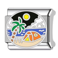 Pulsera Modular Italiana de Acero Inoxidable con Cadena de Eslabones, Elástica, Resistente al Agua, con Bolas Plateadas, para Playa y Mar