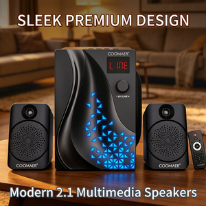 Altavoz <span class=keywords><strong>para</strong></span> Juegos de Computadora de Escritorio, Sistema 2.1 con Anillo de Luz LED RGB, <span class=keywords><strong>Subwoofer</strong></span> de Madera con Bajos Potentes <span class=keywords><strong>para</strong></span> <span class=keywords><strong>PC</strong></span> y Laptop - Product Image 4