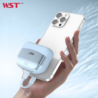 Banque d'alimentation portable WST personnalisée en gros, affichage numérique caché, charge rapide, design de petit portefeuille, mini 10000mah pour l'extérieur