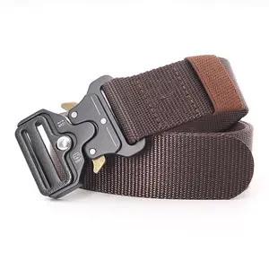 hot-selling men's custom heavy-duty webbing adjustable outdoor style nylon polyester material metal buckle training belt