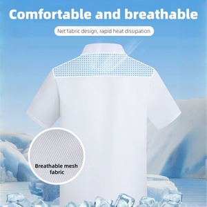 Divisa <span class=keywords><strong>da</strong></span> Chef FUYI Unisex a Maniche Corte Estiva Leggera Traspirante in Poliestere/Cotone Twill Giacca <span class=keywords><strong>da</strong></span> Chef per Ristorante e <span class=keywords><strong>Bar</strong></span> - Product Image 2