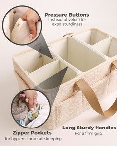 Beige Baby Caddy Organizer Caddy Organizer with Handle Baby Diaper Caddy Organizer Nursery <b>Storage</b> <b>Basket</b> - Product Image 5