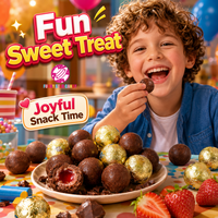 Bonbons gélifiés en gros sous marque privée, fraises enrobées de chocolat, dessert pour enfants, saveur fruitée, boules de gomme molles