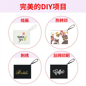 Double Layer Cotton <b>Canvas</b> Wrist <b>Bag</b> 7 Inch Zippered <b>Large</b> Capacity White Gray Black Solid Color Horizontal Square Everyday - Product Image 5