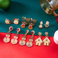 Boucles d'oreilles tendance pour femmes en alliage de zinc, style dessin animé animalier, thème Noël, best-seller, Shiloh Europe Amérique 25 Yearsnew