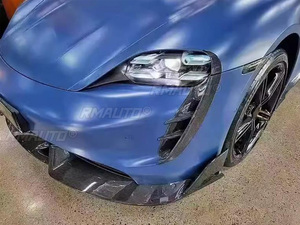 6Pcs Car Real Carbon Fiber Front Bumper <b>Splitter</b> Air Vent Fender Trim Cover Decoration Sticker for Porsche Taycan 2018-2022 - Product Image 4