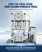 Presse hydraulique à trois poutres et quatre colonnes de 2000 tonnes pour le formage de têtes