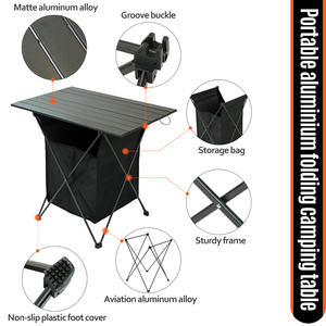 Outdoor Portable Lightweight Picnic Travel Hiking <b>Collapsible</b> <b>Small</b> Compact Camping <b>Table</b> With Oxford Storage - Product Image 4