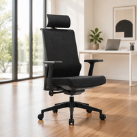 Chaise de bureau ergonomique de direction, réglable en hauteur, pivotante, avec assise en tissu, appui-tête inclinable et base métallique pour l'étude
